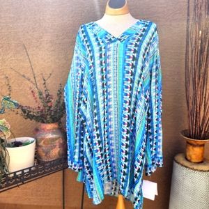 La Blanca NWT swim cover up blue patterned 2x